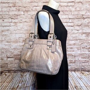 COACH Y2K 2011 Soho Champagne Metallic Soft Pleated Leather Satchel